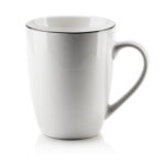 Biała ceramiczna kubek z czarną linerą, elegancki i funkcjonalny, idealny do codziennego użytku, Domowy Zakątek.