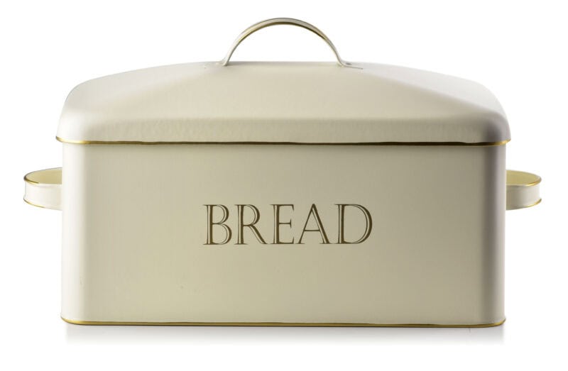 Przedmiot do przechowywania pieczywa w stylowej puszcze z napisem "BREAD".