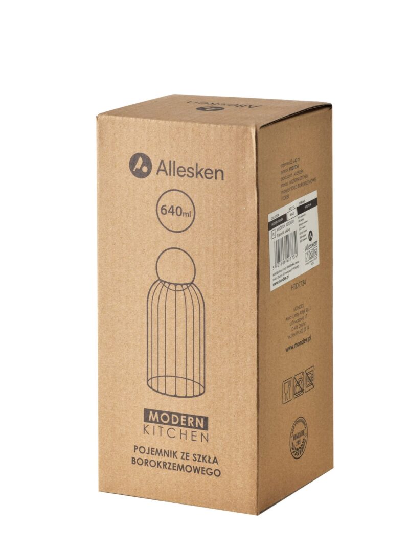 Butelka z borokrzemowego szkła, czarna 640 ml, nowoczesny design, trwałe i bezpieczne naczynie kuchenne, elegancka prezencja, wysokiej jakości produkty Domowy Zakątek.
