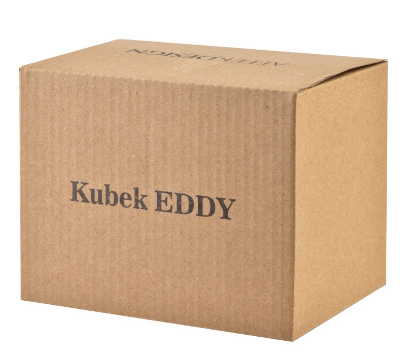 Naturalny kartonowy kubek EDDY do kawy i herbaty, biodegradowalny, ekologiczny produkt, idealny do użytku domowego i biurowego, wytrzymały i bezpieczny dla środowiska.