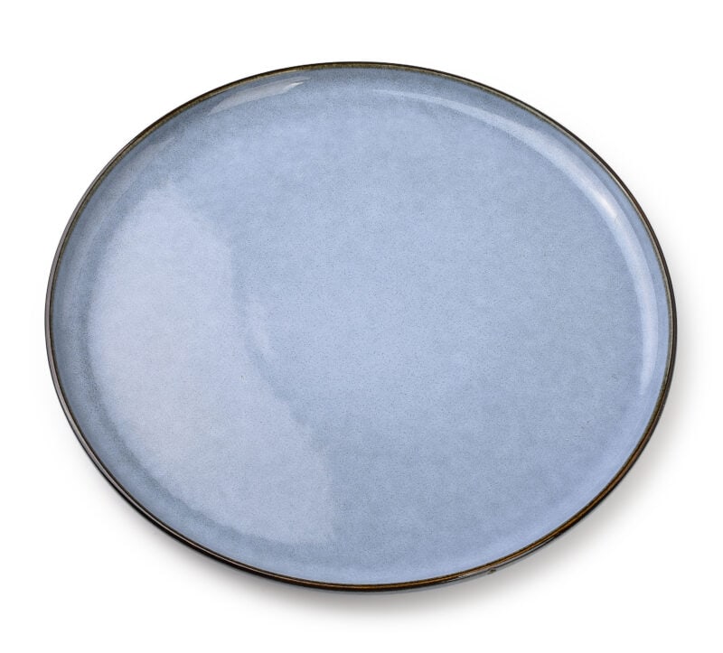 Elegancki, niebieski ceramiczny talerz na domowe obiady i imprezy, idealny do serwowania potraw w kuchni i salonie, trwały i stylowy dodatek do wyposażenia domu.
