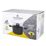 Durszlak do gotowania na parze, czarny, z pokrywką, Valdinox, garnuszek z powłoką non-stick, idealny do kuchni, 26 cm.