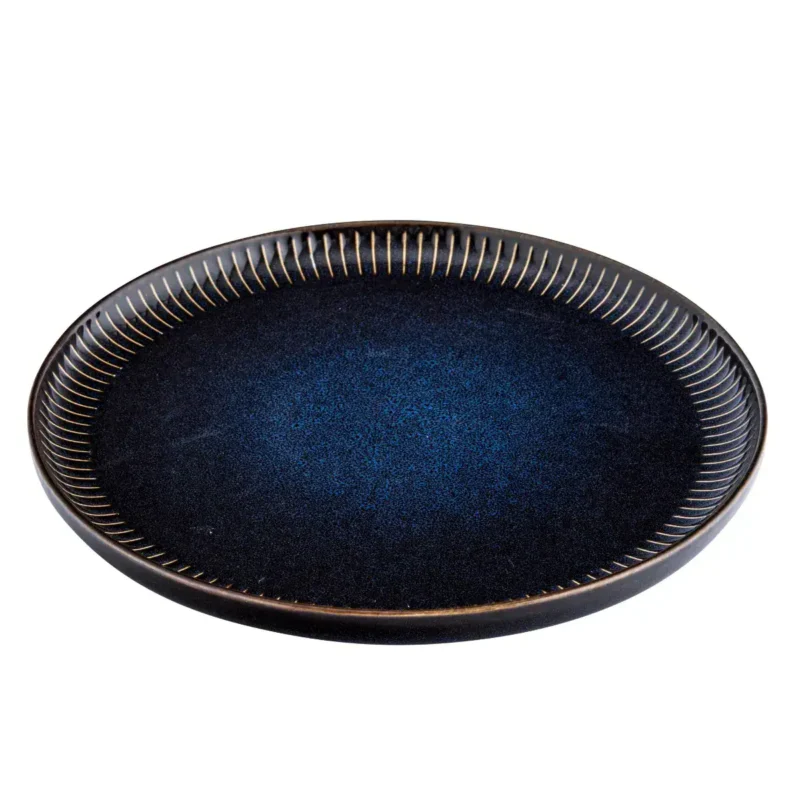 Nowa elegancka patera ceramiczna w odcieniach granatu i czerni, idealna na domowe przyjęcia i dekoracje stołu.