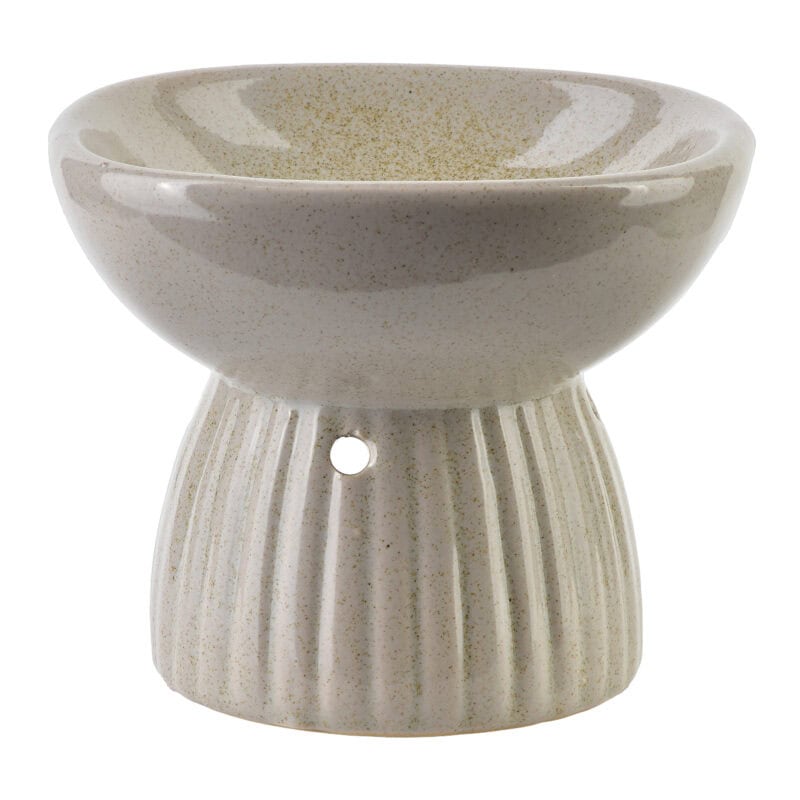 Ósmy porcelanowy podgrzewacz ceramiczny do świec tłokowych dekoracyjny, beżowy z delikatnym złoceniem, elegancka dekoracja do wnętrz, idealny na prezent.