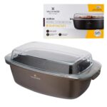 Przedmiot w ofercie Domowy Zakątek, brytfanna z pokrywką Valdinox Aurum, trwała i odporna na uszkodzenia, idealna do piekarnika i kuchni indukcyjnej, o rozmiarze 32x21 cm, pojemność 5,7 l.