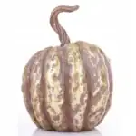 Guzik dekoracyjny dynia w odcieniach fioletu i złota, ręcznie malowany, idealny do aranżacji sezonowych i świątecznych, dekoracja na Halloween i Boże Narodzenie, oryginalny element wystroju domu.