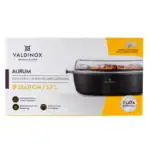 Solidna brytfanna valdinox Aurum z pokrywą żaroodporną, 32x21 cm, 5,7 l, do kuchni indukcyjnej i piekarnika, trwała i nieprzywierająca, idealna do gotowania i pieczenia, gwarancja 3 lata.