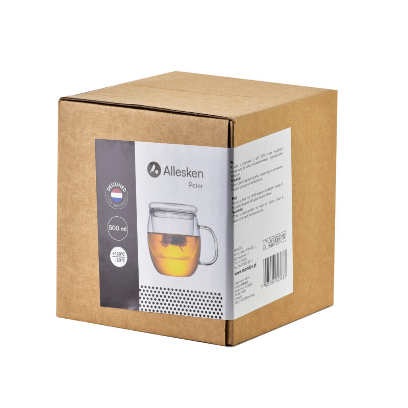 Uniwersalny dzbanek do herbaty i napojów, 500 ml, wykonany z wysokiej jakości szkła borokrzemowego, odporne na temperatury od -20°C do 120°C, idealny do domowego użytku w domu i biurze, z drewniane pokrywką.