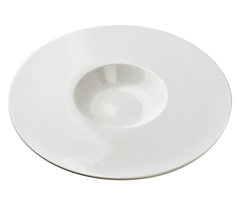 Biały ceramiczny talerz na wrap, idealny do podawania dań i przekąsek, elegancki dodatek do każdej kuchni, wysokiej jakości zastawa stołowa.