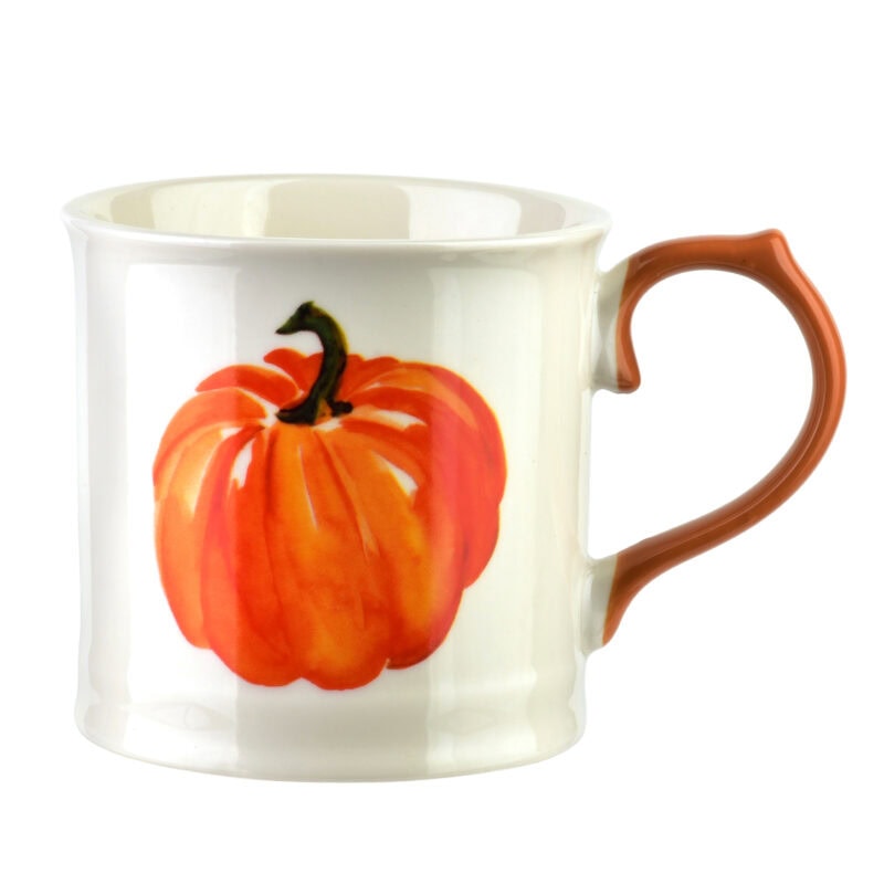 Pomarańczowa kubek z nakładką w kształcie dyni, idealny do herbaty lub kawy, z motywem jesiennym, element dekoracji domu w stylu domowy zakątek, polski ręczny design.