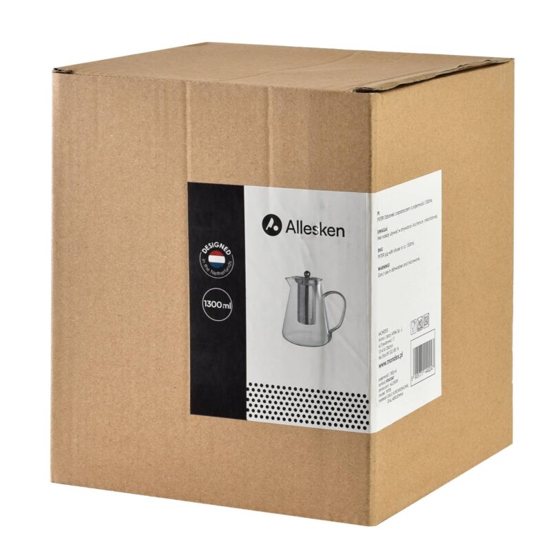 Przedmiot do herbaty z melaminowego tworzywa, dzbanek do napojów, elegancki i funkcjonalny, pojemność 1300 ml, idealny do domu i biura, części kolekcji Domowy Zakątek, wytrzymały i łatwy do czyszczenia.
