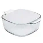 Przezroczysty szklany naczynie do pieczenia, makarony i sałatki, wysokiej jakości, elegancki design.