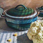 Domowe naczynia ceramiczne na warzywa, kociołek z pokrywką, naczynia do gotowania, dekoracyjne wyroby ceramiczne, ekologiczne naczynia do kuchenki optima.