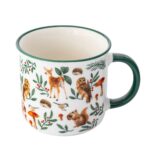 Kolorowa ceramiczna kubek z leśnymi zwierzętami, idealny na prezent i do codziennego użytku, zestaw dla miłośników natury i przyrody, wysokiej jakości, dekoracyjny i funkcjonalny.