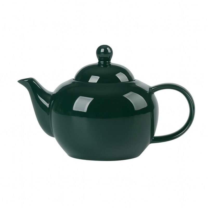 Czarna porcelanowa czajnik, elegancki i stylowy wystrój kuchni, idealny do parzenia herbaty i kawy, wysokiej jakości akcesoria kuchenne, Domowy Zakątek, optymalizacja SEO.