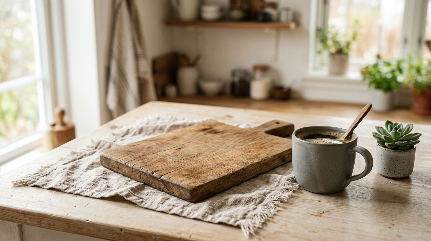 Prezent dla mężczyzny — drewniana deska i ceramiczny kubek