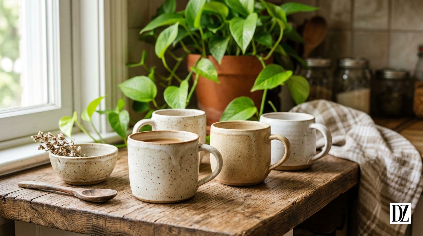Ceramiczne kubki i miska jako prezent na 40 urodziny dla kobiety